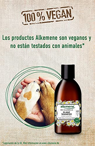 alkmene Champú brillo intenso con manzanilla orgánica - champu para cabello opaco y quebradizo - vegano sin silicona, parabenos y SLS y SLES (1x 250 ml)