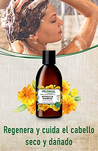 alkmene Champú reparador con caléndula orgánica - champu para cabello seco y dañado - Shampoo vegano sin silicona, parabenos ni SLS y SLES (2x 250 ml)