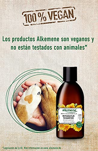 alkmene Champú reparador con caléndula orgánica - champu para cabello seco y dañado - Shampoo vegano sin silicona, parabenos ni SLS y SLES (2x 250 ml)