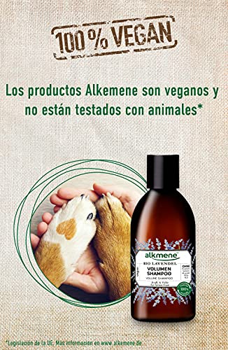 alkmene Champú voluminizador con lavandaorgánica - champu para cabellos finos - Shampoo vegano sin silicona, parabenos ni SLS y SLES (3x 250 ml)