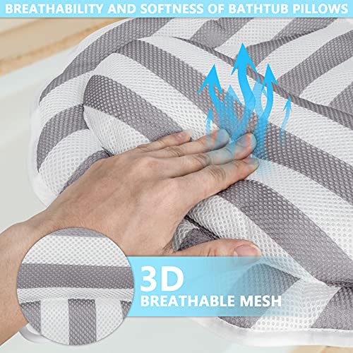 Almohada de Baño, Cojín de Baño con 6 Ventosas Antideslizantes, Almohada de Bañera de Lujo con Tecnología 3D Air Mesh para Bañera, Jacuzzi y SPA en Casa