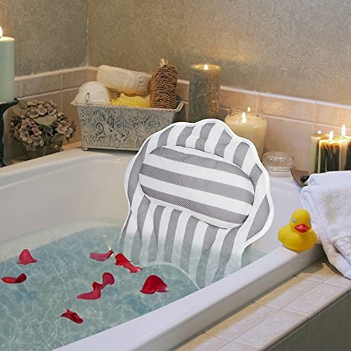 Almohada de Baño, Cojín de Baño con 6 Ventosas Antideslizantes, Almohada de Bañera de Lujo con Tecnología 3D Air Mesh para Bañera, Jacuzzi y SPA en Casa