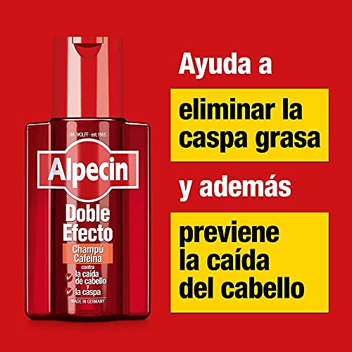 Alpecin Doble Efecto 3x 200 ml | Champu anticaida hombre y anticaspa hombre | Alpecin Champu con cafeina tratamiento para la caida del cabello y caspa