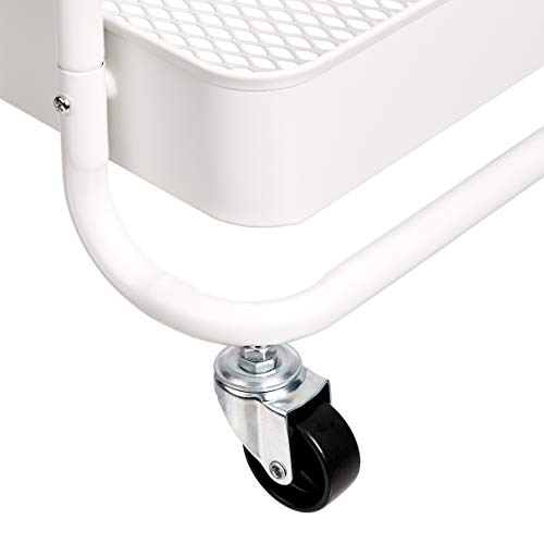 Amazon Basics - Carrito de cocina, de metal, de dos alturas, con repisa, blanco