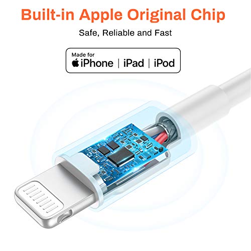 Amazon Brand – Eono Cable Lightning Cable Cargador de iPhone - Certificado MFi de Apple 3.3ft 1m iPhone Cable de C89 Carga Rápida para iPhone 13 12 11 XS MAX X XR 8 7 6s 6 SE, iPad, iPod-Blanco