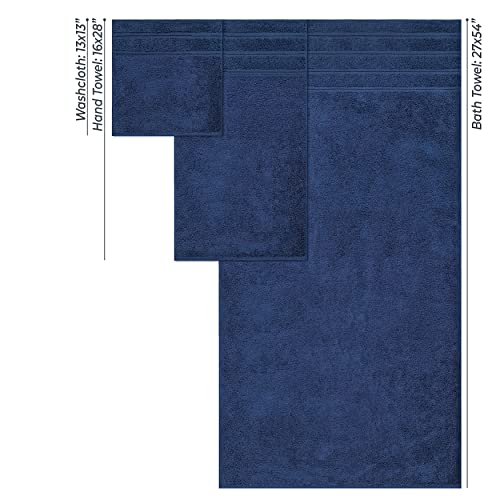 American Soft Linen Juego de toallas, 2 toallas de baño 2 toallas de mano 2 paños de toalla súper suaves y absorbentes 100% algodón turco toalla de ducha para baño y cocina [Vale $72.95] azul marino