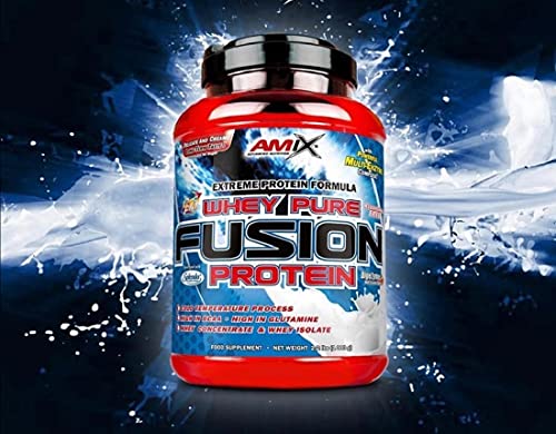 AMIX, Proteína Whey, Pure Fusión, Concentrado de Suero Ultra Filtrado, Sabor Chocolate, Proteínas para Aumentar Masa Muscula, Proteína Isolada con Splenda, Contiene L-glutamina , 1 Kg