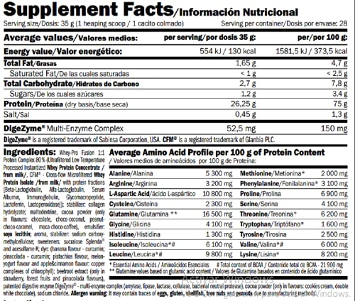 AMIX, Proteína Whey, Pure Fusión, Concentrado de Suero Ultra Filtrado, Sabor Chocolate, Proteínas para Aumentar Masa Muscula, Proteína Isolada con Splenda, Contiene L-glutamina , 1 Kg