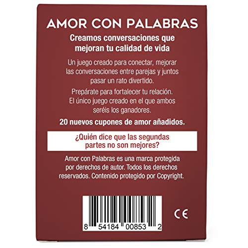 AMOR CON PALABRAS - Parejas - Sigamos conociéndonos. Juegos de Mesa para Dos Personas. Perfectos Regalos para San Valentin