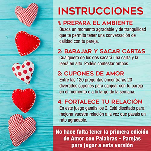 AMOR CON PALABRAS - Parejas - Sigamos conociéndonos. Juegos de Mesa para Dos Personas. Perfectos Regalos para San Valentin