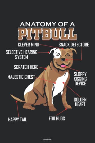 Anatomy of a Pitbull Notebook: Funny Pitbull Journal 6 x 9 inch Book 120 lined pages gift