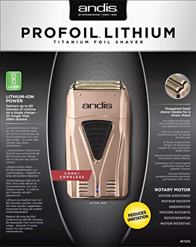 ANDIS Plus PROFOIL Lithium Titanium Foil Shaver, Negro, 1 Unidad (Paquete de 1)