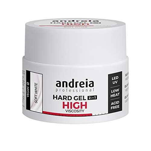 Andreia - Professional - Gel duro, 2 en 1, bifásico, alta viscosidad, para lámpara LED y UV, color blanco roto, 44 g