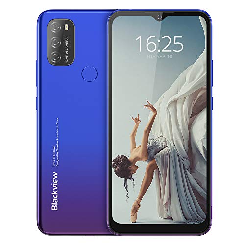 Android 11 Smartphone Libre, Blackview A70 Teléfono Móvil Octa-Core 3GB + 32GB Pantalla Waterdrop HD+ 6.517 '', Cámara Triple 13MP Movil Libre Barato Batería 5380mAh Dual SIM 4G Face ID/GPS- Azul