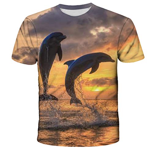 Animal Marine Dolphin T-Shirt Impresión 3D Patrón de impresión Ropa para niños Niñas Tops Ct-943 4t