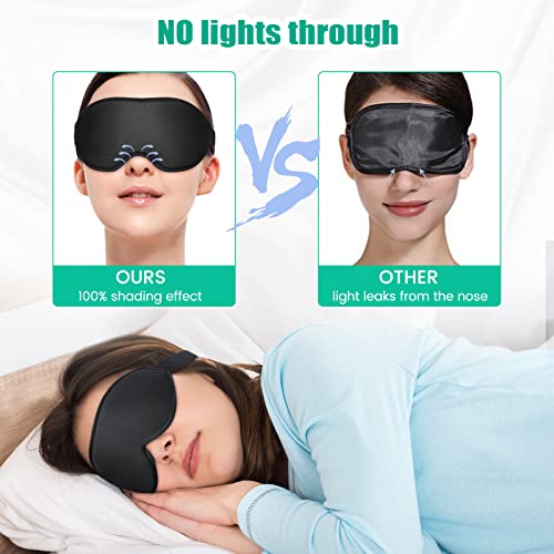 Antifaz para Dormir, Peakally Máscara Dormir de Seda 3D Ajustable 100% Anti-Luz Antifaz Suave para Ojos,Noches,Viajar