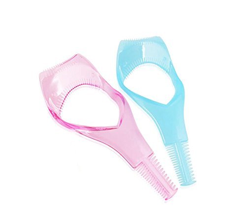 Aplicador de máscara de pestañas de plástico con peine - belleza maquillaje ojos máscara escudos aplicador superior de maquillaje (azul+rosa)