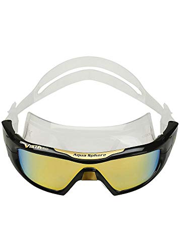 Aqua Sphere Vista Pro Máscara de natación, Unisex, Lente de Espejo de Titanio Negro/Dorado, L