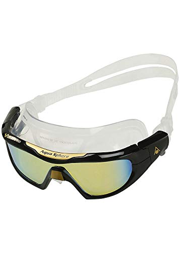 Aqua Sphere Vista Pro Máscara de natación, Unisex, Lente de Espejo de Titanio Negro/Dorado, L