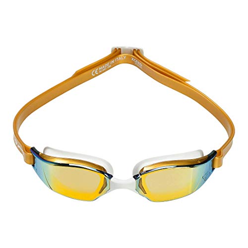 Aquasphere XCEED - Gafas de natación unisex, color dorado y blanco/dorado, lentes de espejo de titanio, talla única