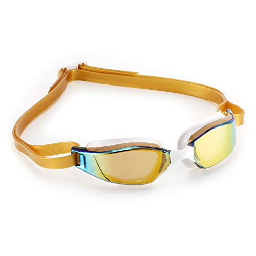 Aquasphere XCEED - Gafas de natación unisex, color dorado y blanco/dorado, lentes de espejo de titanio, talla única