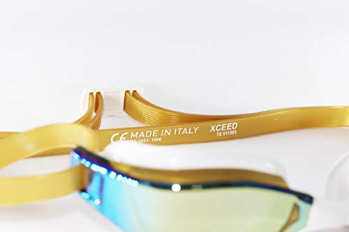 Aquasphere XCEED - Gafas de natación unisex, color dorado y blanco/dorado, lentes de espejo de titanio, talla única