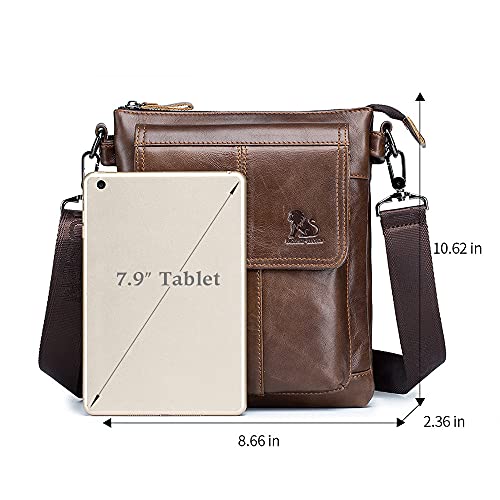 ARKTOS Nefli Bolsa de hombro de cuero genuino Messenger CrossBody Bolsa se ajusta a la tableta de 10 pulgadas para el negocio de la oficina de trabajo de la escuela Marrón