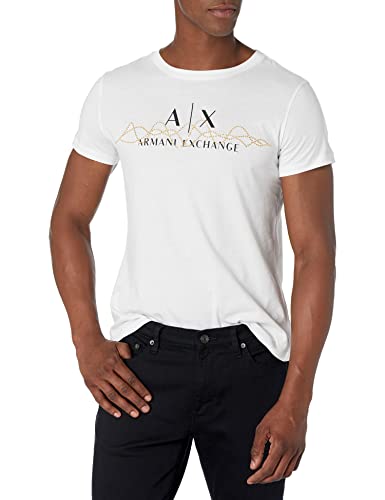 Armani Exchange Logo Dotted Line Camiseta, Blanco, L para Mujer