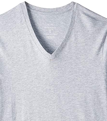 Armani Exchange Pima Cotton V-Neck Camiseta, Gris (B09b Heather Grey 3929), Small para Hombre