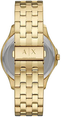 Armani Exchange Reloj de Tres Manecillas para Hombre, Tamaño de Caja 45 mm, Correa de Acero Inoxidable, Oro (Dorado)