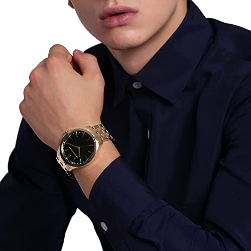 Armani Exchange Reloj de Tres Manecillas para Hombre, Tamaño de Caja 45 mm, Correa de Acero Inoxidable, Oro (Dorado)