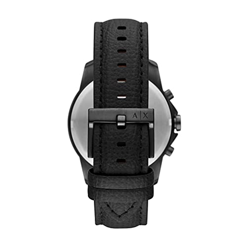 Armani Exchange Reloj de vestir cronógrafo de acero inoxidable para hombre, Cuero negro,