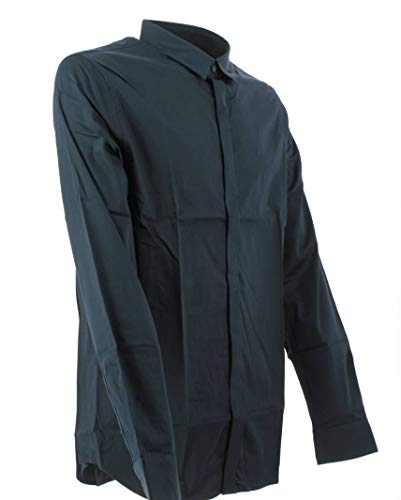 Armani Exchange Smart Stretch Satin Camisa, Azul (Navy 1510), X-Small para Hombre