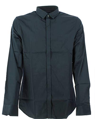 Armani Exchange Smart Stretch Satin Camisa, Azul (Navy 1510), X-Small para Hombre