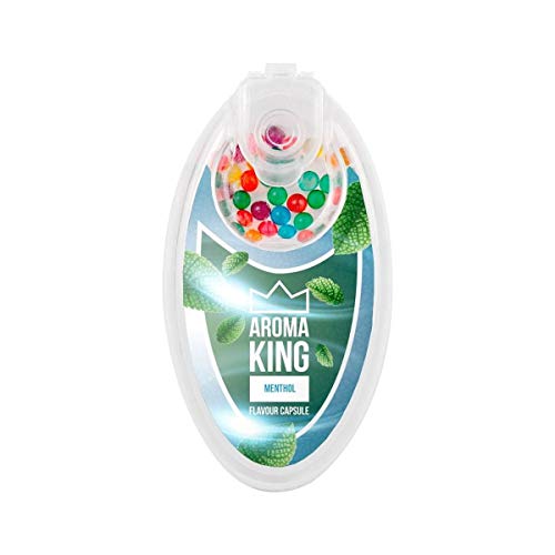 AROMA KING - Juego de 100 cápsulas de mentol prémium, filtro de mentol para un sabor inolvidable, incluye caja para guardar bolas aromáticas de clic