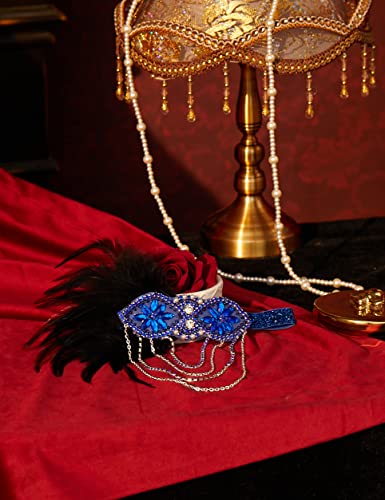 ArtiDeco Diadema de los años 20, accesorio para disfraz de Gatsby azul Talla única