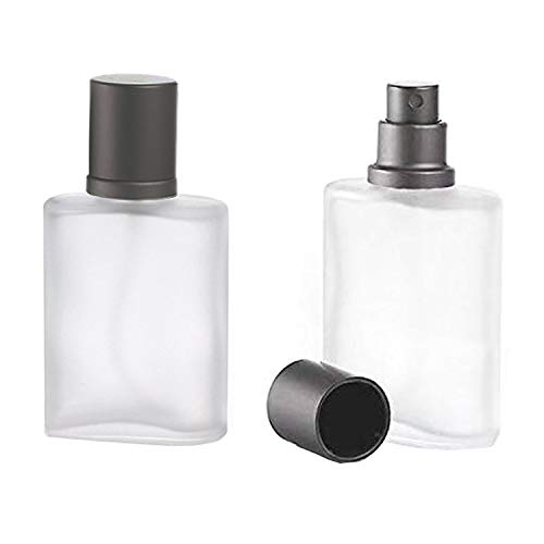 Atomizador de Perfume de Vidrio, 2 Piezas 30ml Mini Botella de Perfume de Vacío Recargable para Colonia y Aceite Esencial para el Hogar y el Viaje(Cap Plateado)