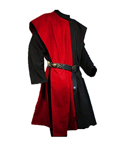 ATTAOL Hombre Túnica Medieval Traje De Escenario Halloween Cosplay Sin Cinturón Rojo Tag 2XL / EU XL