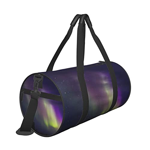 Aurora Polaris - Bolsa de lona redonda con estampado de lona, bolsa de viaje para la noche, bolsa de viaje plegable de fin de semana, impermeable y resistente al desgarro.