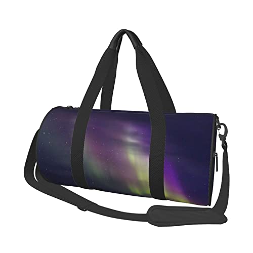 Aurora Polaris - Bolsa de lona redonda con estampado de lona, bolsa de viaje para la noche, bolsa de viaje plegable de fin de semana, impermeable y resistente al desgarro.