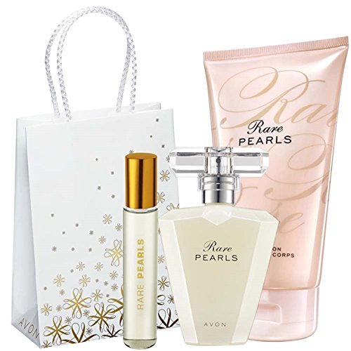 Avon Rare Pearls - Set de perfume + loción corporal + aerosol de bolso