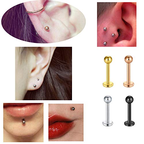 AVYRING Piercing Oreja Tragus 16G Acero Inoxidable & Acrilico Piercing Labio Labret Monroe Medusa Piercing Oreja Helix Cartilago para Mujer Hombre 8 Piezas