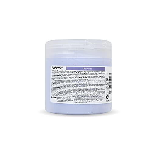 Babaria, Mascarilla Intensiva Para Pelo, Only Curls, 400 Ml, Fresco