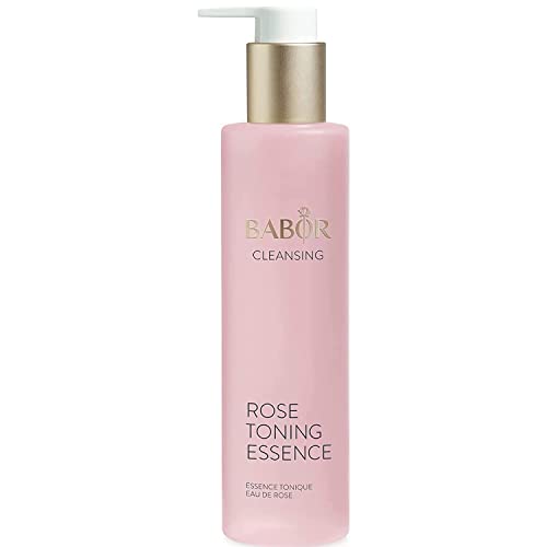 BABOR CLEANSING Rose Toning Essence para todo tipo de pieles, Tónico para la limpieza facial diaria, Fragancia de rosa, Sin alcohol, Fórmula vegana, 1 x 200 ml