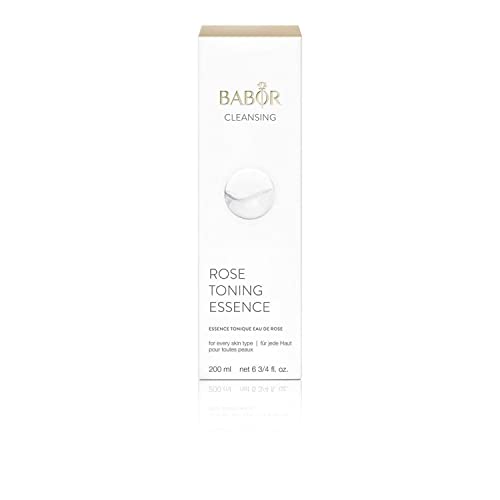 BABOR CLEANSING Rose Toning Essence para todo tipo de pieles, Tónico para la limpieza facial diaria, Fragancia de rosa, Sin alcohol, Fórmula vegana, 1 x 200 ml