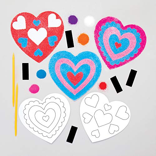 Baker Ross AT543 Kits Imanes Sand Art Corazón Set para niños (Paquete de 6)