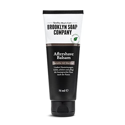 Bálsamo Aftershave (75 ml) · Brooklyn Soap Company · Cuidado natural de los hombres después del afeitado · Alivia la irritación de la piel, tiene un efecto antibacteriano y calma la piel