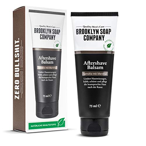 Bálsamo Aftershave (75 ml) · Brooklyn Soap Company · Cuidado natural de los hombres después del afeitado · Alivia la irritación de la piel, tiene un efecto antibacteriano y calma la piel