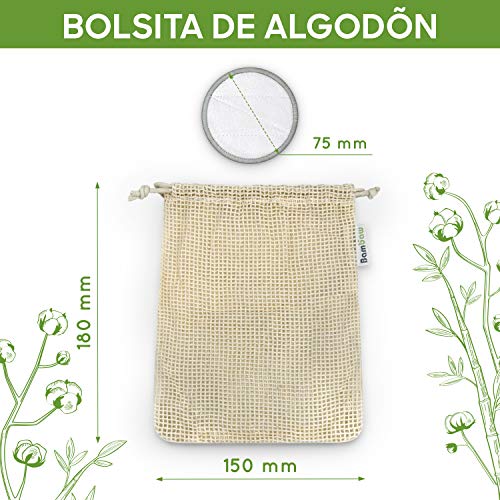 Bambaw Discos Desmaquillantes Reutilizables con dos bolsitas de algodón para lavarlos – Pack 22 Discos