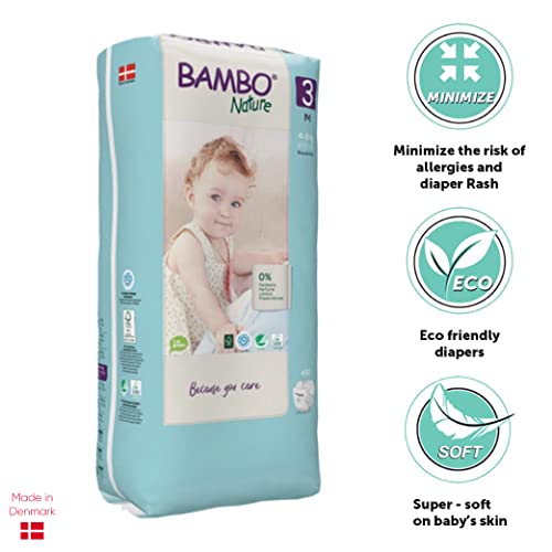 Bambo Pañales Ecologicos Deshechables Midi T3 5M, Multicolor, Tall Pack of 52 Nappies